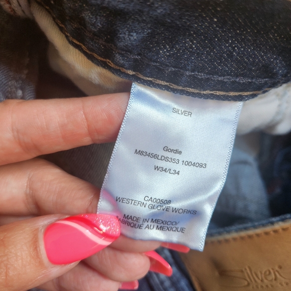 Silver Jeans Mens Gordie Straight Relaxed Leg Size 34x32 Dark Wash Western - Picture 8 of 12